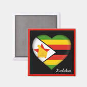 Zimbabwe vlag & hart, Afrikaanse vakantie/sport Magneet (Voorkant / Achterkant)