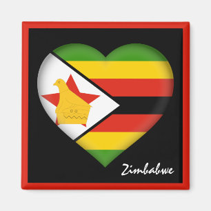 Zimbabwe vlag & hart, Afrikaanse vakantie/sport Magneet