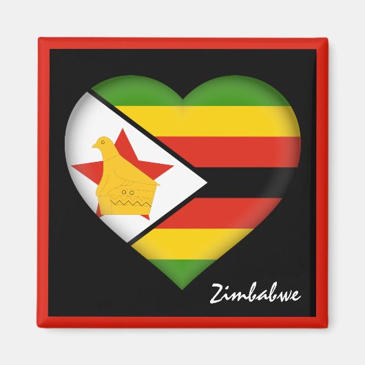 Zimbabwe vlag & hart, Afrikaanse vakantie/sport Magneet (Voorkant)