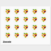 Zimbabwe Vlag Hart Ronde Sticker (Vel)