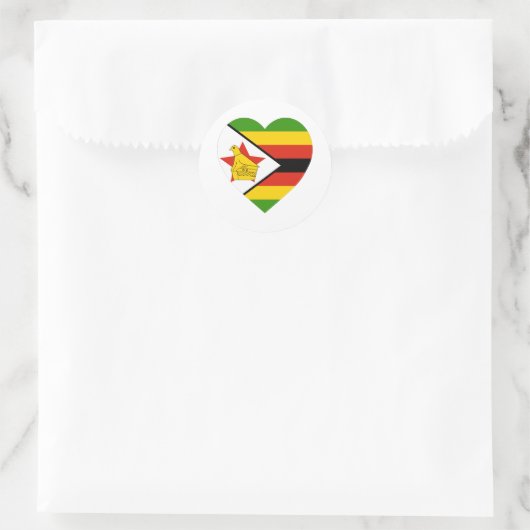 Zimbabwe Vlag Hart Ronde Sticker (Tas)
