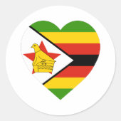 Zimbabwe Vlag Hart Ronde Sticker (Voorkant)