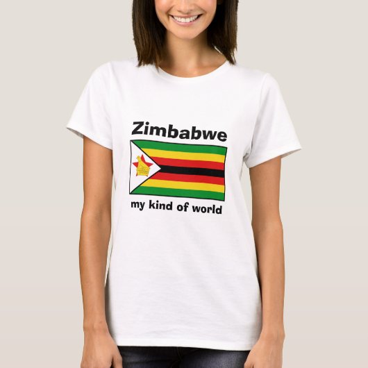Zimbabwe Vlag + Kaart + Tekst T-shirt (Voorkant)