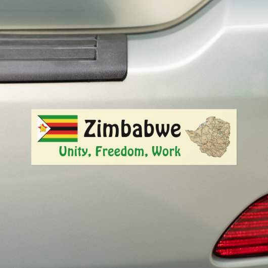 Zimbabwe vlag + Map Bumpersticker (Op auto)