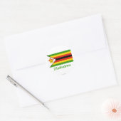 Zimbabwe vlag met naam ronde sticker (Envelop)