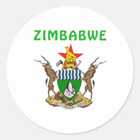 zimbabwe wapen ronde sticker (Voorkant)