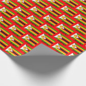 Zimbabwe Wrapping Paper, Zimbabwe Flag Patriot Red Cadeaupapier (Hoek)