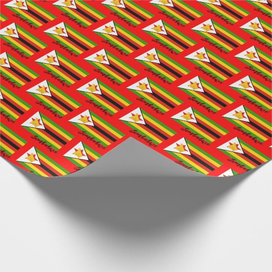 Zimbabwe Wrapping Paper, Zimbabwe Flag Patriot Red Cadeaupapier (Hoek)