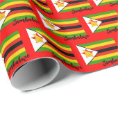 Zimbabwe Wrapping Paper, Zimbabwe Flag Patriot Red Cadeaupapier (Rol Hoek)