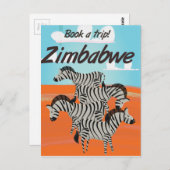 Zimbabwe Zebra vintage-poster Briefkaart (Voorkant / Achterkant)