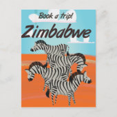 Zimbabwe Zebra vintage-poster Briefkaart (Voorkant)