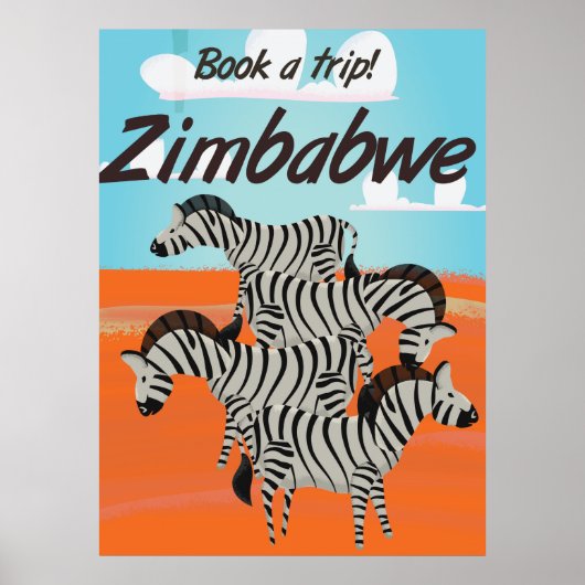 Zimbabwe Zebra vintage-poster Poster (Voorkant)