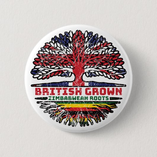 Zimbabwe Zimbabwaans Verenigd Koninkrijk - Britse  Ronde Button 5,7 Cm (Voorkant)