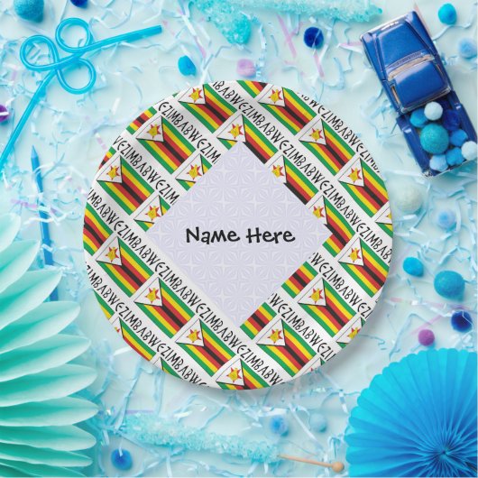 Zimbabwe Zimbabwaanse vlag betegeld gepersonalisee Papieren Bordje (Feest)