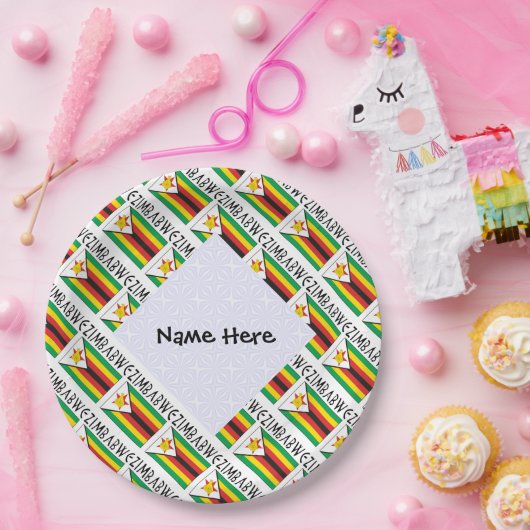 Zimbabwe Zimbabwaanse vlag betegeld gepersonalisee Papieren Bordje (Feest)