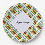 Zimbabwe Zimbabwaanse vlag betegeld gepersonalisee Papieren Bordje (Voorkant)