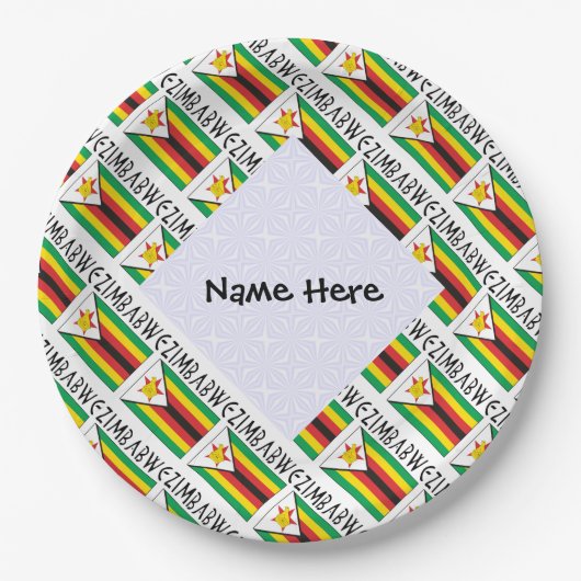 Zimbabwe Zimbabwaanse vlag betegeld gepersonalisee Papieren Bordje (Voorkant)