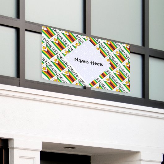 Zimbabwe Zimbabwaanse vlag betegeld gepersonalisee Spandoek (Buitenkant Gebouw)