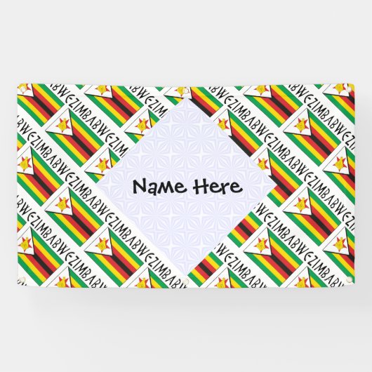 Zimbabwe Zimbabwaanse vlag betegeld gepersonalisee Spandoek (Horizontaal)
