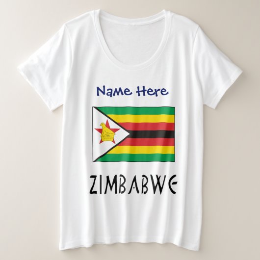 Zimbabwe Zimbabwaanse vlag gepersonaliseerd Grote Maat T-shirt (Design voorkant)