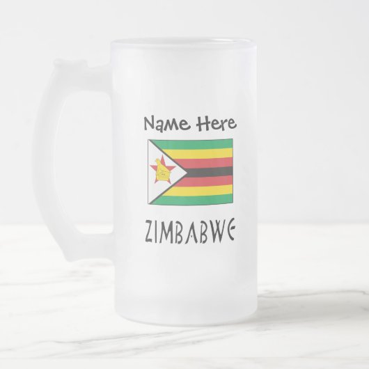 Zimbabwe Zimbabwaanse vlag gepersonaliseerd Matglas Bierpul (Links)