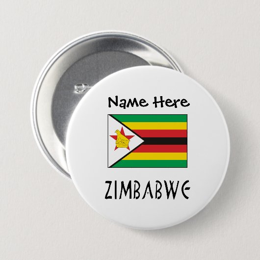 Zimbabwe Zimbabwaanse vlag gepersonaliseerd Ronde Button 7,6 Cm (Voorkant /achterkant)