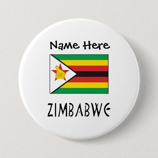Zimbabwe Zimbabwaanse vlag gepersonaliseerd Ronde Button 7,6 Cm (Voorkant)