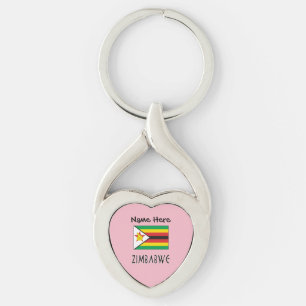 Zimbabwe Zimbabwaanse Vlag Zwart Gepersonaliseerde Sleutelhanger