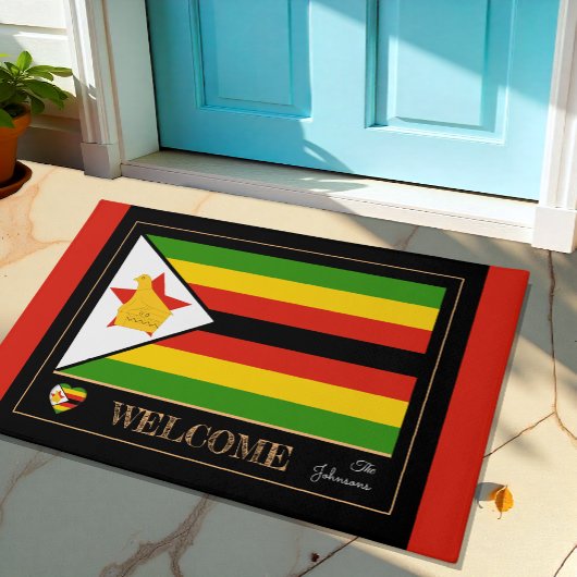 Zimbabwe & Zimbabwe Flag huis / sport Welkom Deurmat