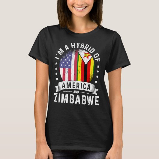 Zimbabwean American Patriot Grown Flag Humor T-shirt (Voorkant)