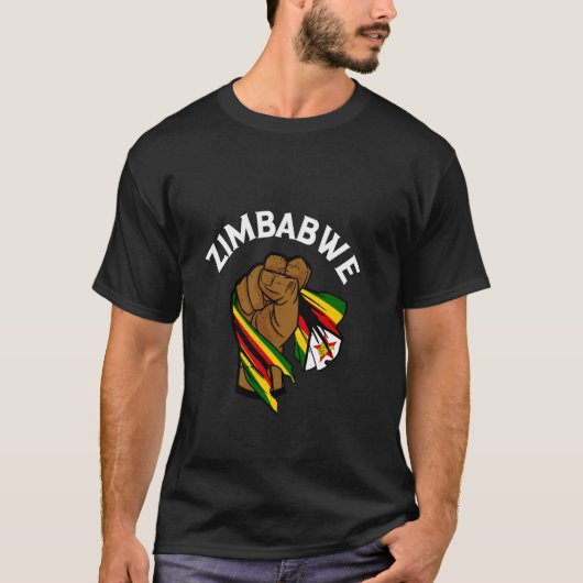 Zimbabwean Pride Zimbabwean Flag Zimbabwe Handfist T-shirt (Voorkant)