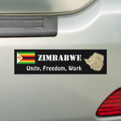 Zimbabwese Vlag + Landkaart Bumpersticker (Op auto)