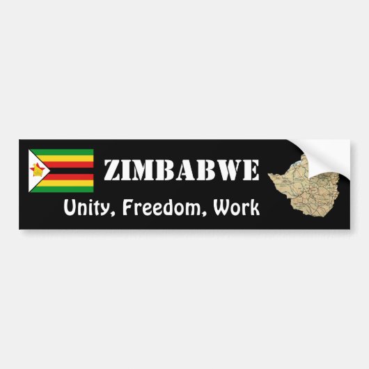 Zimbabwese Vlag + Landkaart Bumpersticker (Voorkant)