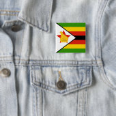 Zimbabwese vlag vierkante button 5,1 cm (In situ)