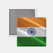 zIN002 Indische golvende VLAG India, Fridge Magnet (Voorkant / Achterkant)