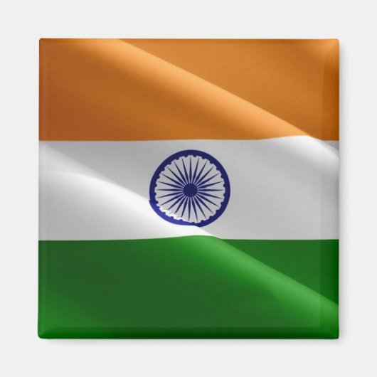 zIN002 Indische golvende VLAG India, Fridge Magnet (Voorkant)