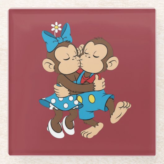 zina and mimo love kiss glazen onderzetter (Voorkant)