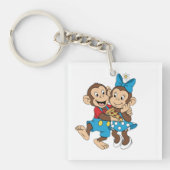 Zina and Mimo with a slice of pizza. Sleutelhanger (voorkant)