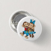 Zina en Mimo met een plak pizza. Ronde Button 3,2 Cm (Voorkant /achterkant)