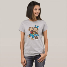 Zina en Mimo met een plak pizza. T-shirt