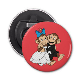 Zina & Mimo are the bride and groom. Button Flesopener