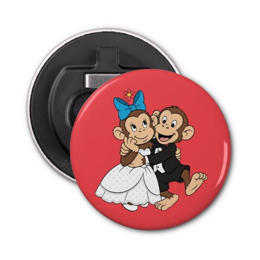 Zina & Mimo are the bride and groom. Button Flesopener (Voorkant)