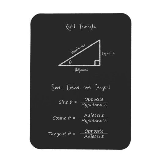 Zine Cosine Tangent Right Triangle Trigonometrie Magneet (Verticaal)