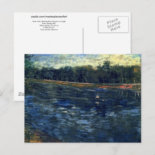 Zine met een roeiboot, Van Gogh Fine Art Briefkaart (Voorkant / Achterkant)