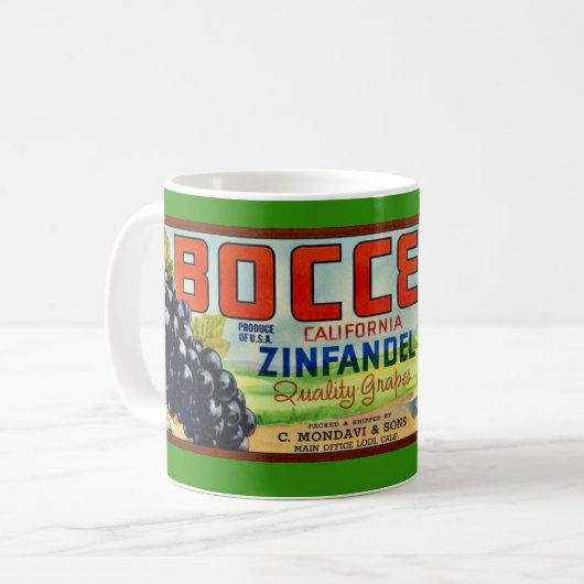 Zinfandel Grapes Bocce Label Mug Koffiemok (Voorkant links)