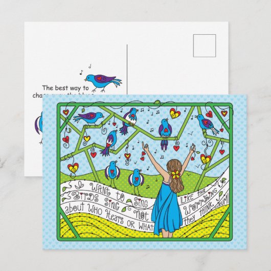 Zing als de vogels Sing_ Briefkaart (Voorkant / Achterkant)