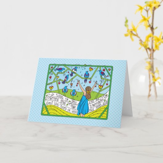 Zing als de vogels Sing_Wenskaart Kaart (Gele Bloem)