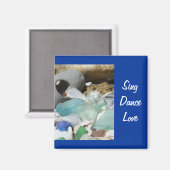 Zing Dans Liefde magneten Strand Zeeglas Fossielen (Voorkant / Achterkant)