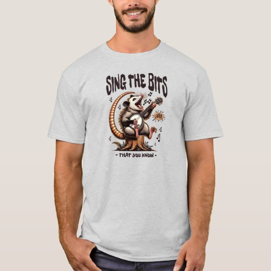 Zing De Beetjes Opossum Banjo Humor T-shirt (Voorkant)