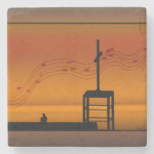 Zing een Song van Popgeheven Ravens op kerkdak Stenen Onderzetter (Voorkant)